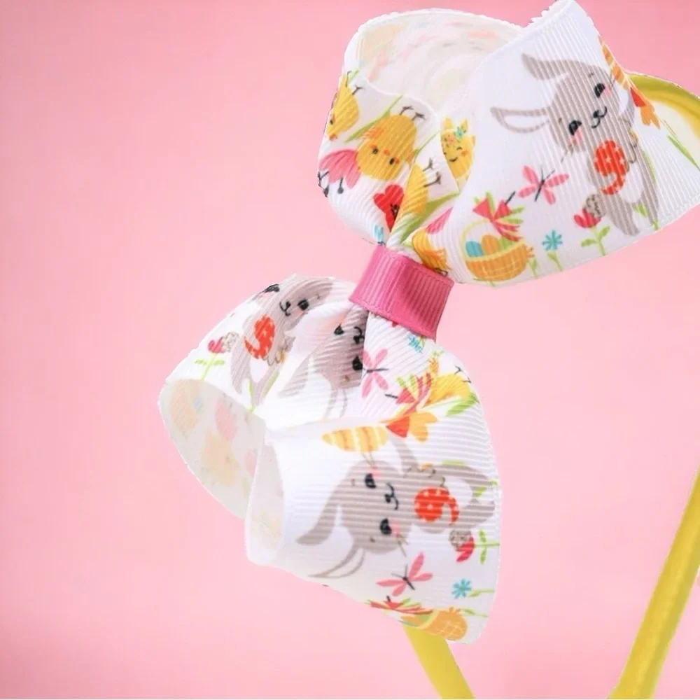 Hoppy Easter Style: Adorable Handmade Bow Headband for Girls!
